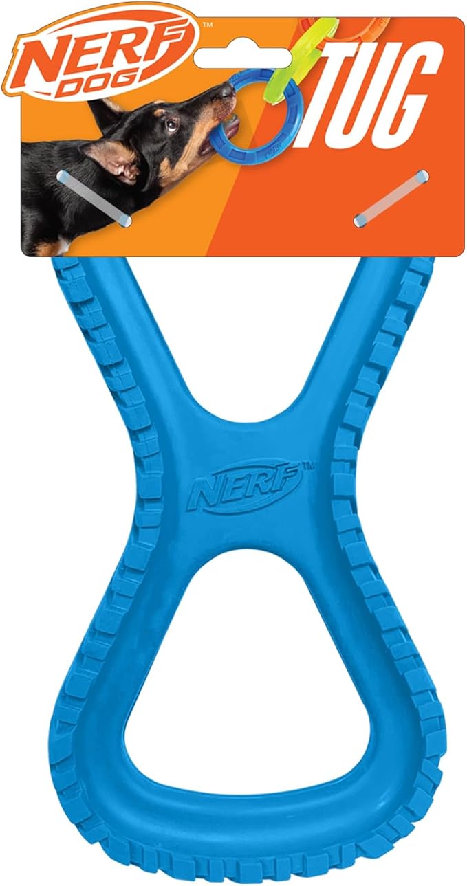 Nerf Dog Tire Infinity Tug - Juguete para perro, ligero, duradero y resistente al agua, 10 pulgadas, para razas medianas/grandes, una unidad, color azul