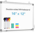 Pizarra Blanca Magnética de Borrado en Seco 16" x 12" con Marco de Aluminio – Para Hogar, Oficina y Escuela