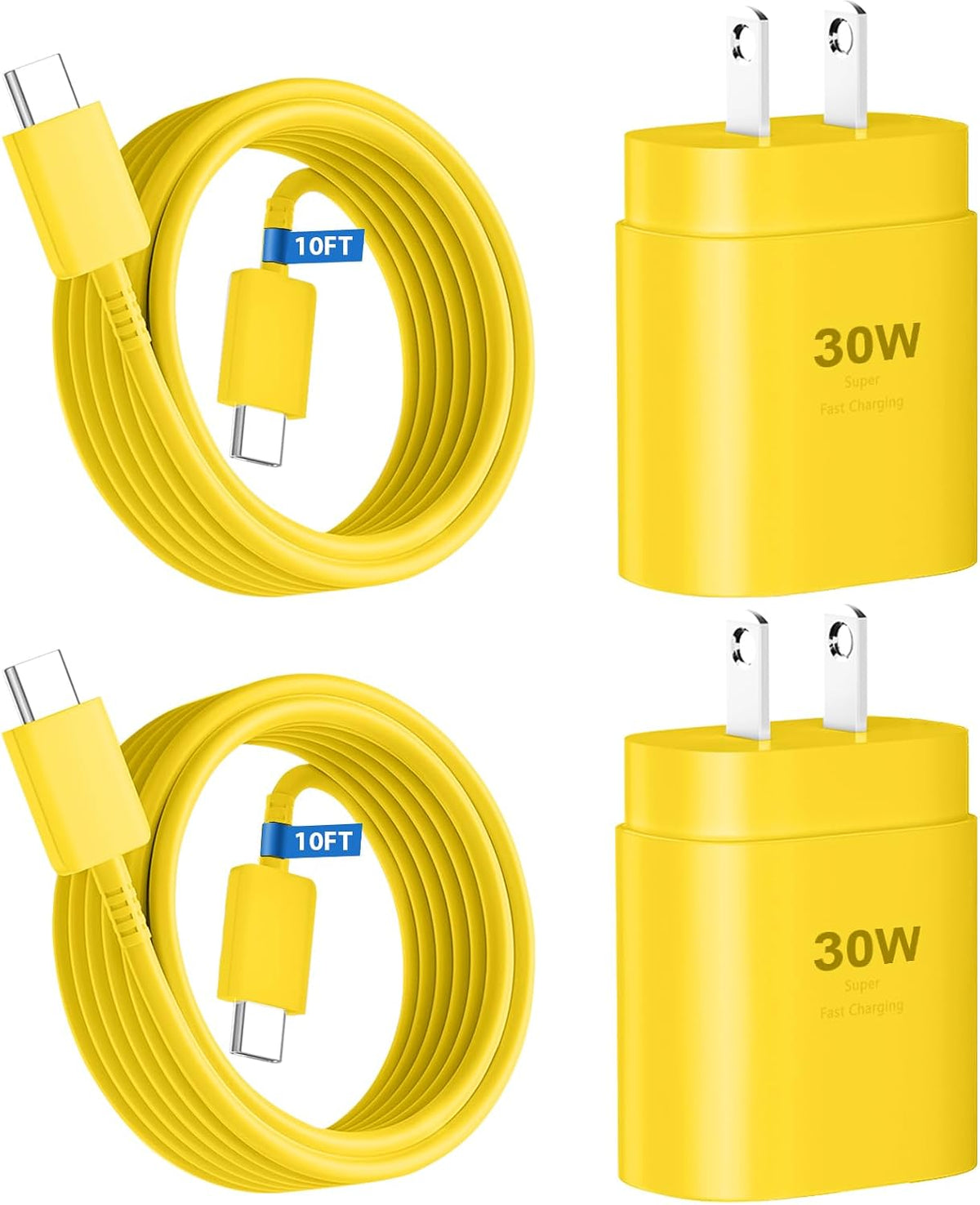 Cargador rápido para iPhone 17, 16 y 15, 30 W USB C, bloque de carga para iPhone 17, 16 y 15 Pro Max, con cable tipo C de 3 metros de largo para iPhone 17/Air/17 Pro/17 Pro Max/16/16 Plus/16 Pro/16 Pro Max/15/15 Pro Max, color amarillo.