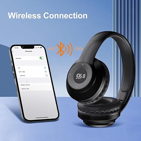 X5 - Auriculares inalámbricos de radio FM con Bluetooth, micrófono integrado, auriculares de radio recargables y portátiles, auriculares sobre la oreja con orejeras suaves, sonido estéreo, para correr, ciclismo, corte de césped