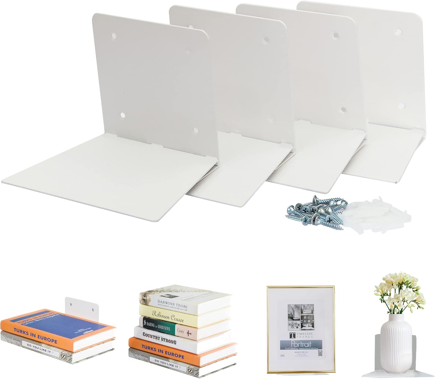 Repisas Flotantes Invisibles STORAGE MANIAC – Paquete de 4 Grandes | Blanco