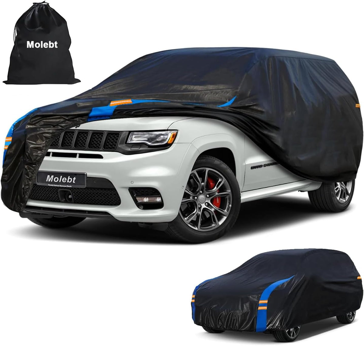 Funda impermeable para SUV Molebt para automóviles, para todo tipo de clima, funda exterior completa para Jeep (191-201 pulgadas), ajuste universal para Jeep Grand Cherokee, Ford Explorer, etc. Protección contra la lluvia, el invierno, el sol y la nieve.