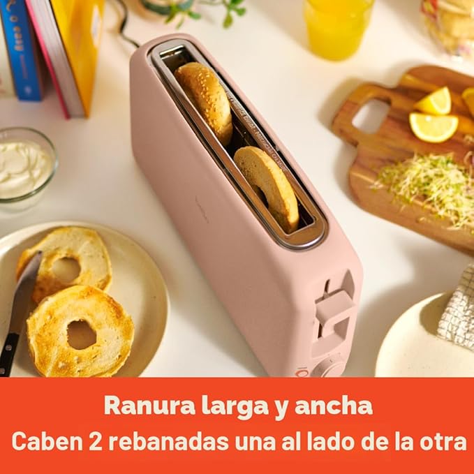 BELLA - Tostadora de 2 ranuras delgada, Fits-anywhere™ Utensilios de cocina, control de 6 niveles de tostado con botones de recalentar y cancelar, para pan de masa madre, ranura larga de 25 cm