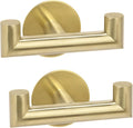 YUET Ganchos Doble Adhesivos para Pared, 2 Piezas Soporte de Pared para Toallas de Baño, Acero Inoxidable, Colgador sin Taladrar Cocina, Dorado