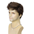 Peluca corta marrón para hombre de BEAUTY FLAG, con capas, de pelo sintético natural y esponjoso, resistente al calor, ideal para Halloween, cosplay, fiestas y festivales de música. Peluca para hombre guapo.