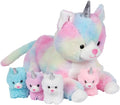 NOTA: No incluye bolso arcoíris | Peluche Gato Unicornio PixieCrush | Mamá con Gatitos | Niñas 3-8 Años