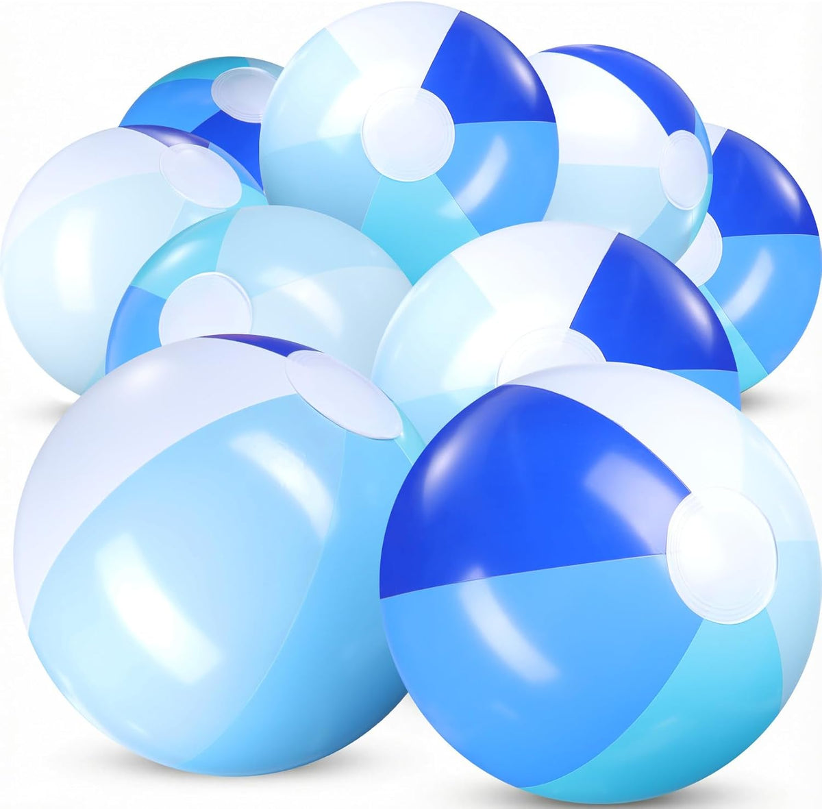 Pelotas de Playa Inflables Realspring – Pack 12 Unidades, 18 Pulgadas, Colores Pastel con Rayas Azules
