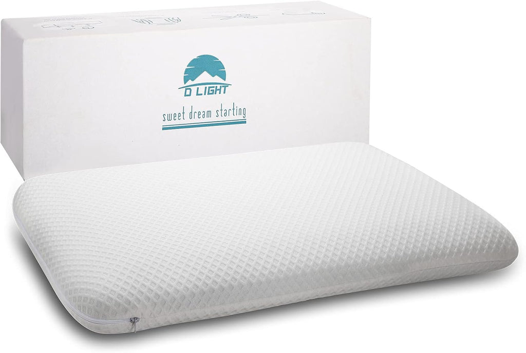 Almohada de Memory Foam DLIGHT BD Slim 3.2" – Delgada y Suave para Dormir Boca Abajo, de Lado y Boca Arriba