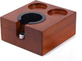 Soporte para prensador de espresso IKAPE de 51/53/54 mm, base de madera para estación de café, soporte de prensador de nogal natural compatible con accesorios de espresso de 51 a 54 mm - Altura del soporte para portafiltros ajustable (7 en uno)
