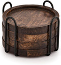 Posavasos de madera de mango SAMHITA para bebidas con soporte de hierro, juego de 5 para vasos, protección para cualquier tipo de mesa.