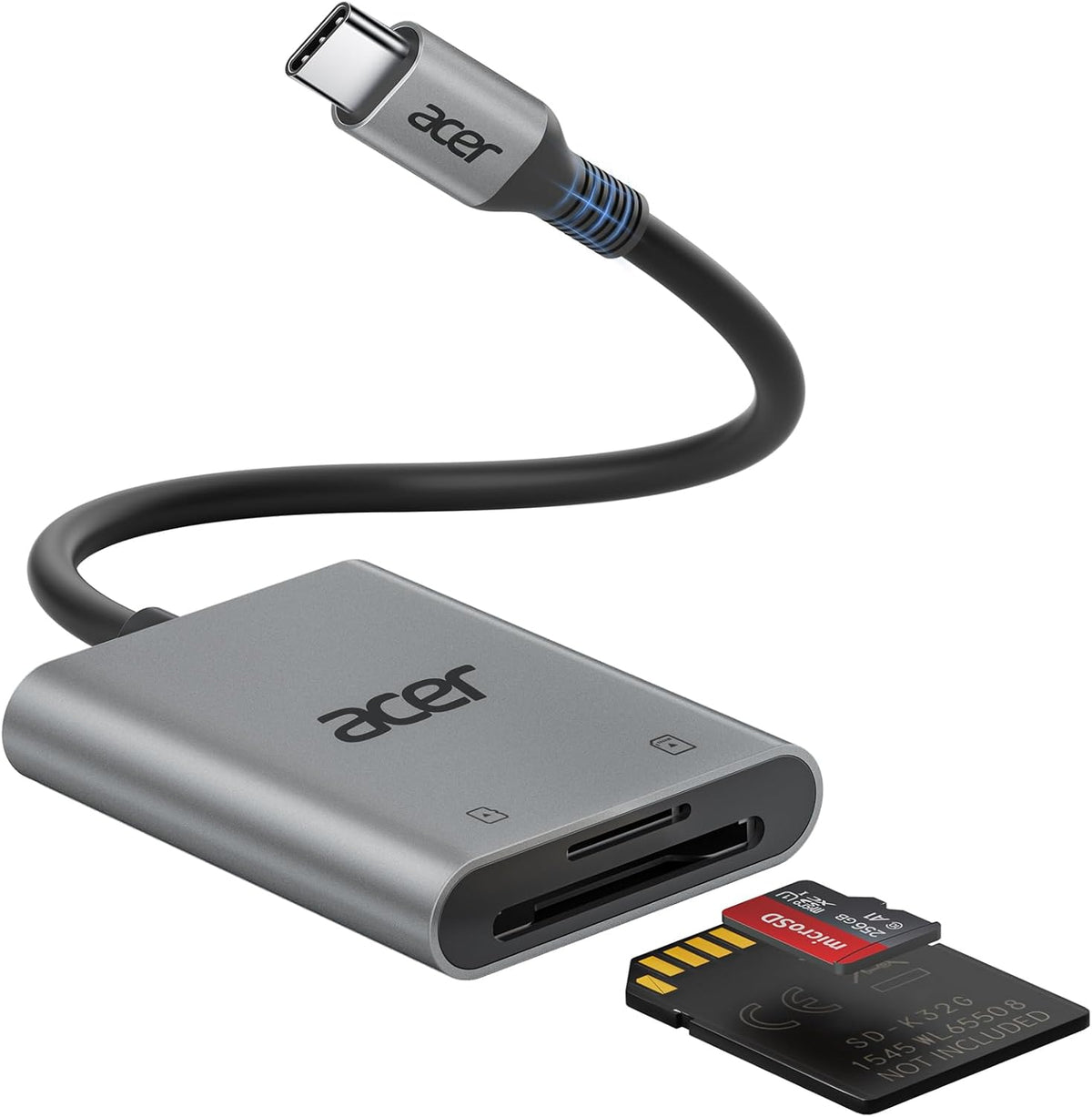 Lector de Tarjetas SD USB-C Acer Doble Ranura — Aluminio, Compatible con iPhone 16/15, MacBook, iPad Pro y Android