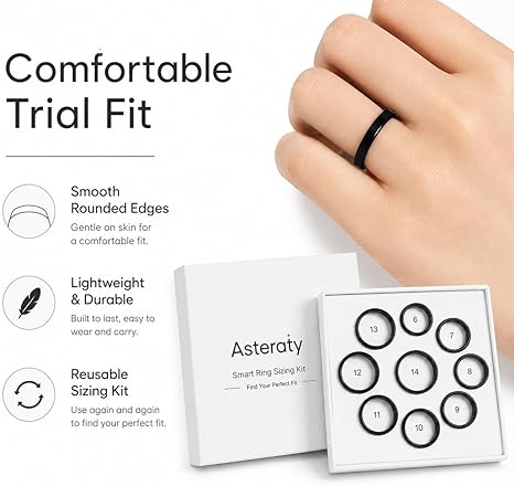 Kit inteligente para medir el tamaño de anillos: mida antes de comprar - 9 tallas (de la 6 a la 14) - para una medición precisa del anillo.
