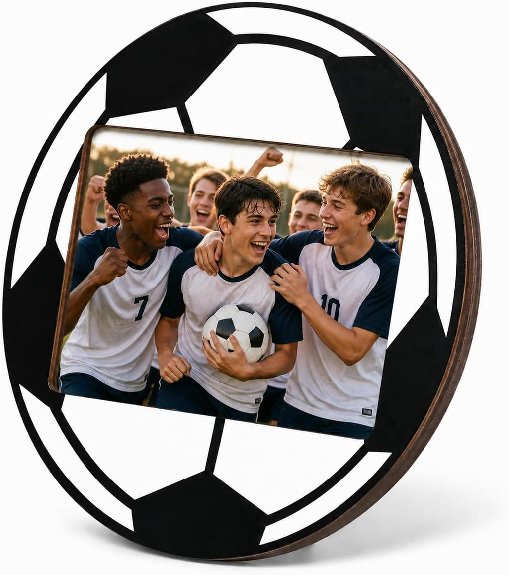 Marco de Fotos Balón de Fútbol 86 V THE BUTCHER – Madera Maciza Artesanal 10x15cm, Regalo Premium para Entrenadores y Equipos