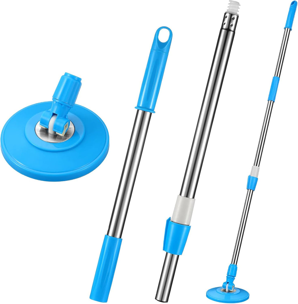 Mango de repuesto para fregona giratoria de 360 grados, mango de repuesto para mango de fregona giratoria, palo telescópico giratorio para cabezal, accesorios de limpieza para el hogar (azul bonito)