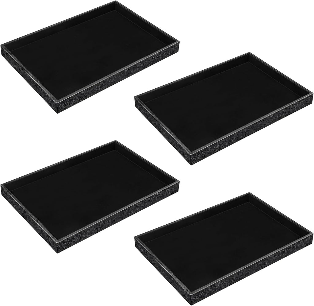 4 bandejas apilables para joyería, color negro, para exhibición, organizador de joyas, pulseras, anillos, pendientes y collares. Plato vacío para cajones y encimeras.