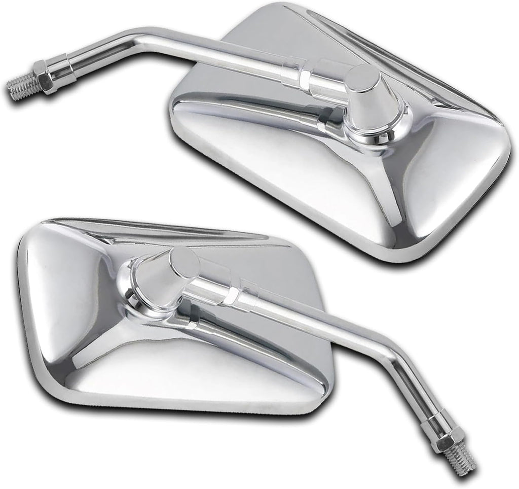 Espejo retrovisor de 10 mm cromado para motocicleta, universal, rectangular, compatible con Shadow Magna 750 Spirit 1100 Vulcan VN 500 800 1500 1600 SV650S, para scooter, bicicleta de calle