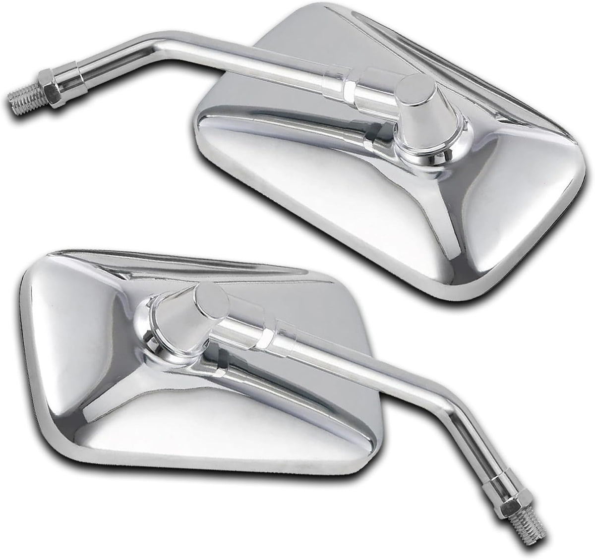 Espejo retrovisor de 10 mm cromado para motocicleta, universal, rectangular, compatible con Shadow Magna 750 Spirit 1100 Vulcan VN 500 800 1500 1600 SV650S, para scooter, bicicleta de calle