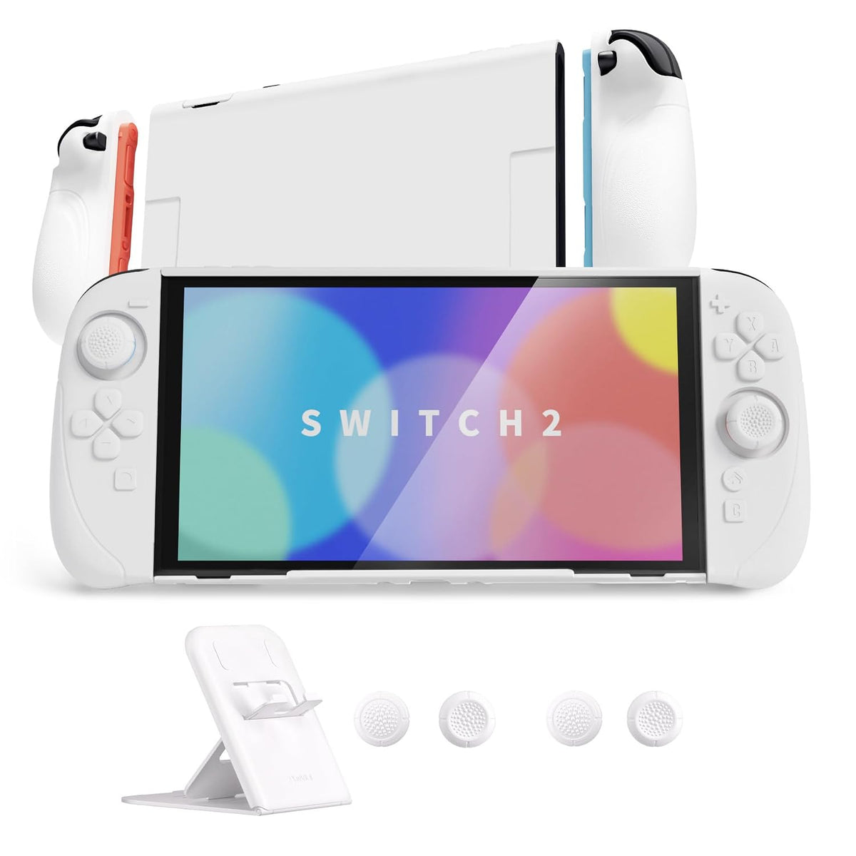 Funda Protectora PlayVital Ranger Nintendo Switch 2 | Silicona Ergonómica Antideslizante | Carcasa Rígida + 4 Tapas Joystick | Joy-Con Liberación Rápida | Color Blanco | 1 Unidad