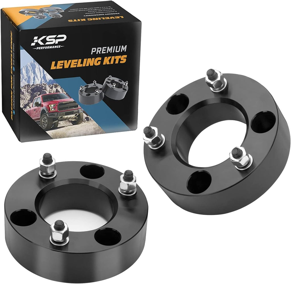 Kits de elevación de nivelación frontal KSP de 2.5" para F150 2004-2026, kit de nivelación de chasis de 2.5 pulgadas compatible con Expedition 2003-2018, Mark LT, 2 espaciadores de amortiguador de aluminio que funcionan en el amortiguador.