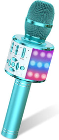 Amazmic Microfono de Karaoke para Ninos | Maquina con Bluetooth y Luz LED | Regalo para Ninas y Ninos de 3 a 12 Anos | Azul