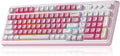 Teclado AULA de 99 teclas, teclado inalámbrico para juegos, teclados para computadora Bluetooth, color crema, bonito, con teclado numérico, retroiluminación RGB, triple modo, BT/2.4GHz/USB-C - Rosa