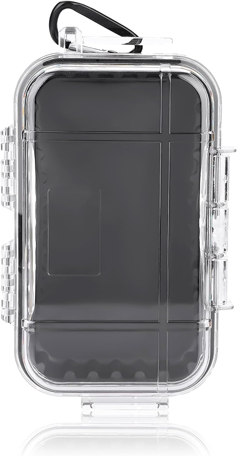 Estuche de almacenamiento impermeable, caja sellada a prueba de polvo y presión para equipos de supervivencia para deportes al aire libre, ideal para herramientas EDC, teléfono y llaves (transparente).