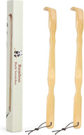 YIMICOO Paquete de 2 rascadores de espalda de bambú de madera, 17 pulgadas de largo mango para adultos, hombres y mujeres, con hermoso embalaje de regalo