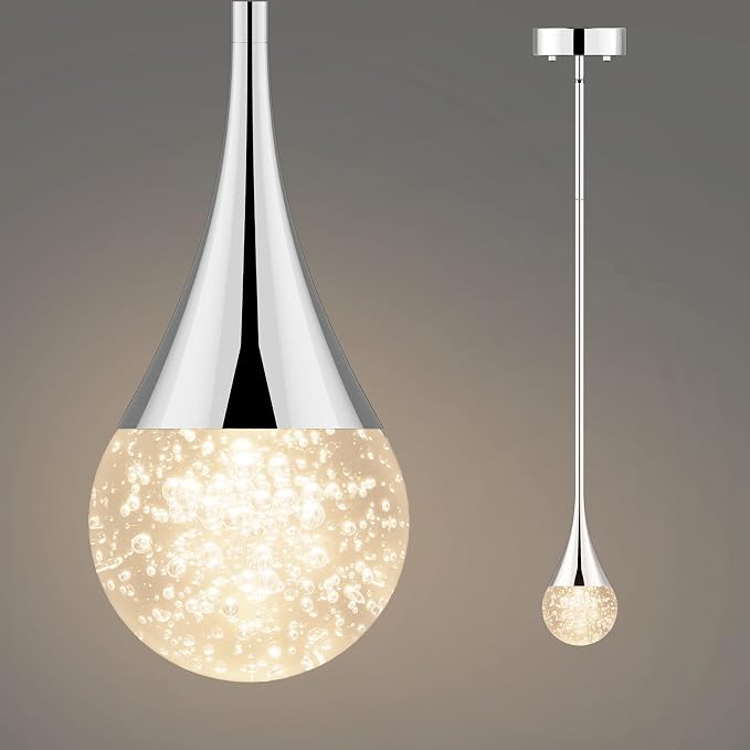 Lámpara Colgante de Cristal LED Klighten 10W 3000K – Araña Moderna de Metal con Altura Ajustable