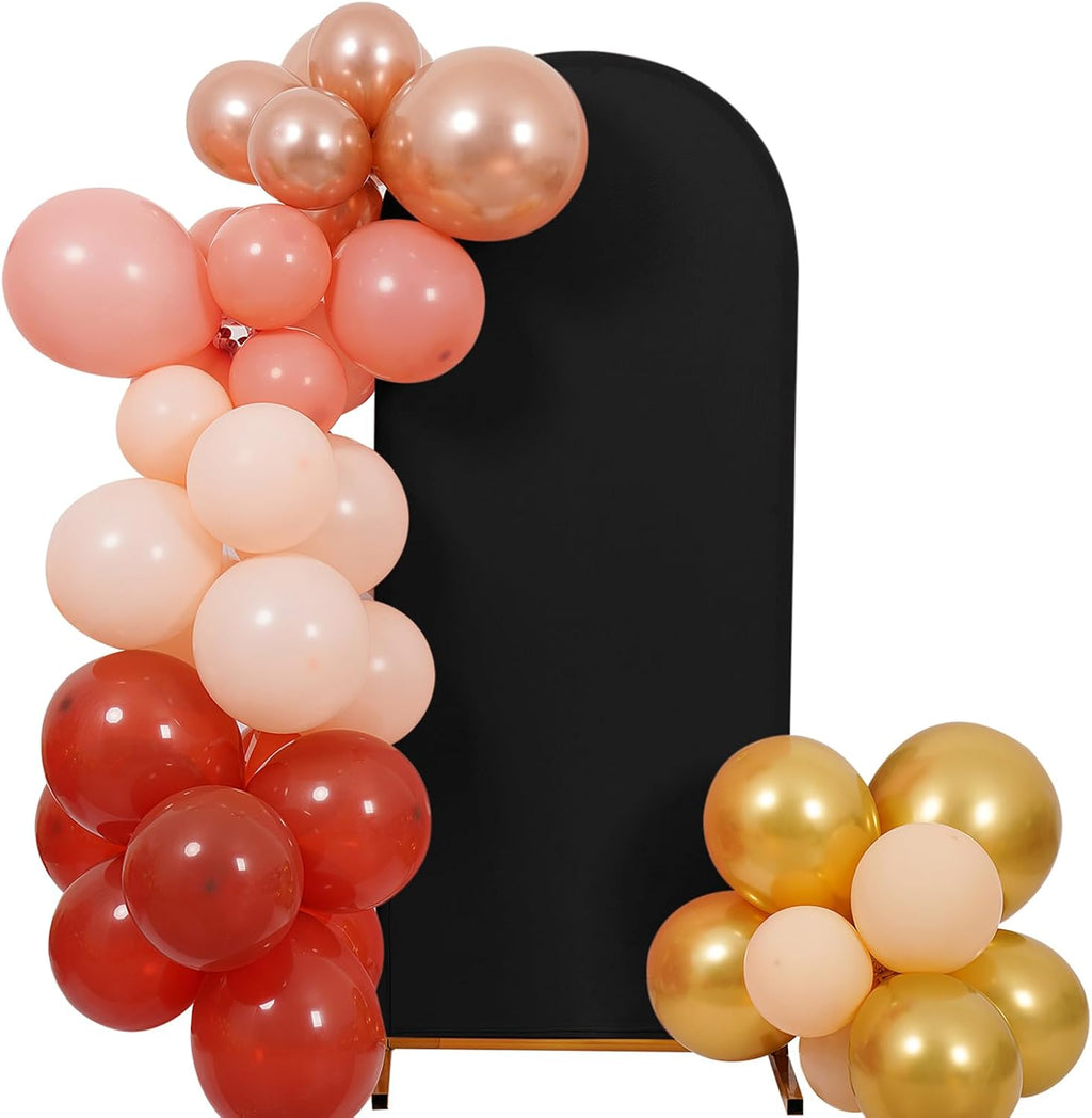 Peomeise Cubierta para arco de boda de 6.6 pies, color negro, cubierta elástica de spandex para fondo de arco, ideal para fiestas de cumpleaños, ceremonias y banquetes (79.2" de largo x 39.6" de ancho).