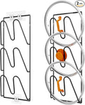 Paquete de 2 estantes organizadores de tapas de ollas, soporte para tapas de ollas de 6 niveles para puerta de gabinete/pared, adhesivo sin perforaciones, montaje en pared