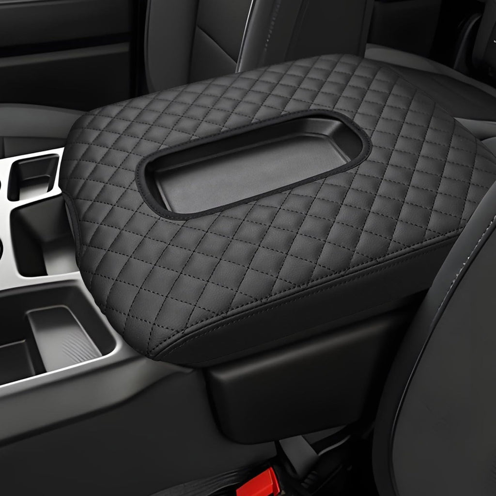 NICTSEPO Center Console Cover Compatible with 2019-2025 Chevy Silverado/GMC Sierra Jump Seat Accessories, Middle Console Armrest Lid Leather Protective Cover(for Jump seat Console only)