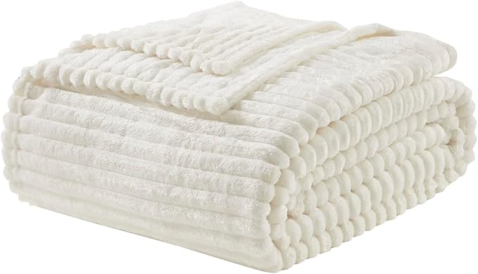 Manta de Microfibra Nestl 50"x60" Blanca | Felpa Suave Transpirable para Sofá y Cama