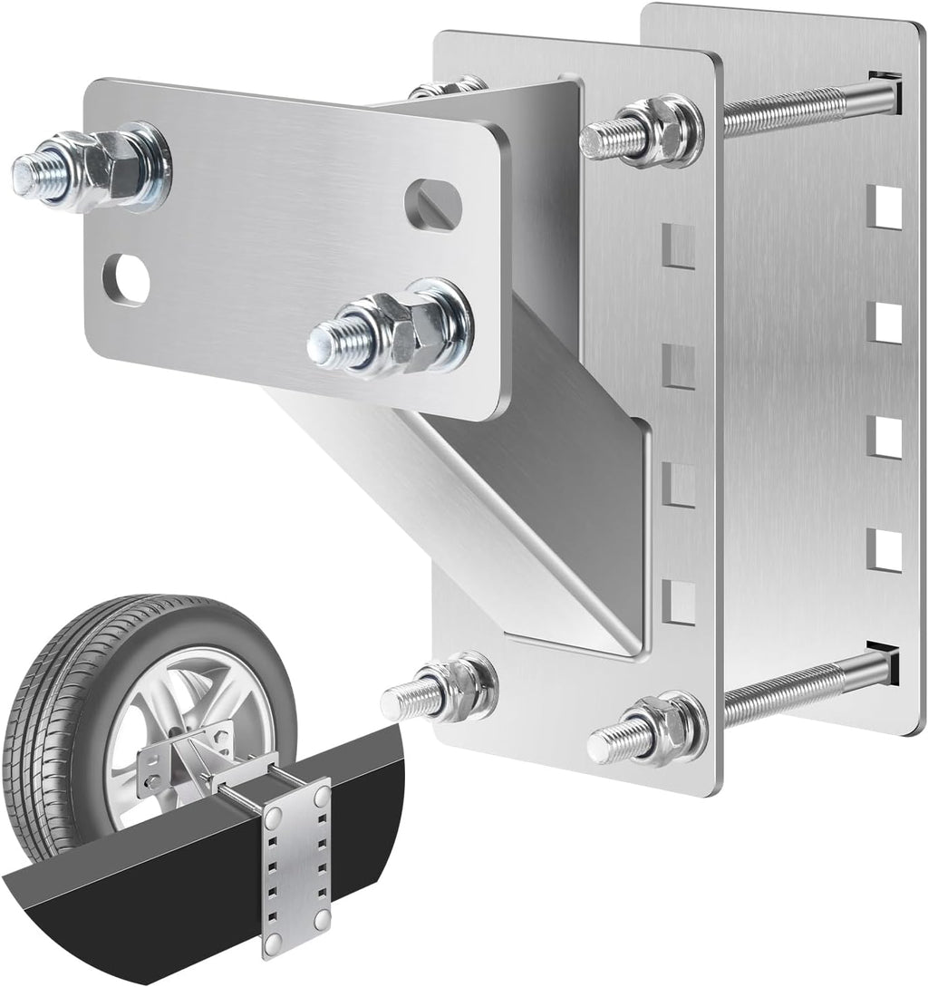 Soporte para rueda de repuesto GADFISH de acero inoxidable, soporte mejorado para remolque con rueda de repuesto, compatible con ruedas de remolque de 4, 5 y 6 pernos con patrones de pernos de 4", 4.5", 4.75", 5" y 5.5", soporta hasta 150 libras.