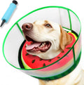Collar isabelino inflable mejorado para perros con escudo transparente antilamido, ajustable, para perros medianos y grandes, diseño 2 en 1 con escudo desmontable y acolchado suave (L, Sandía).