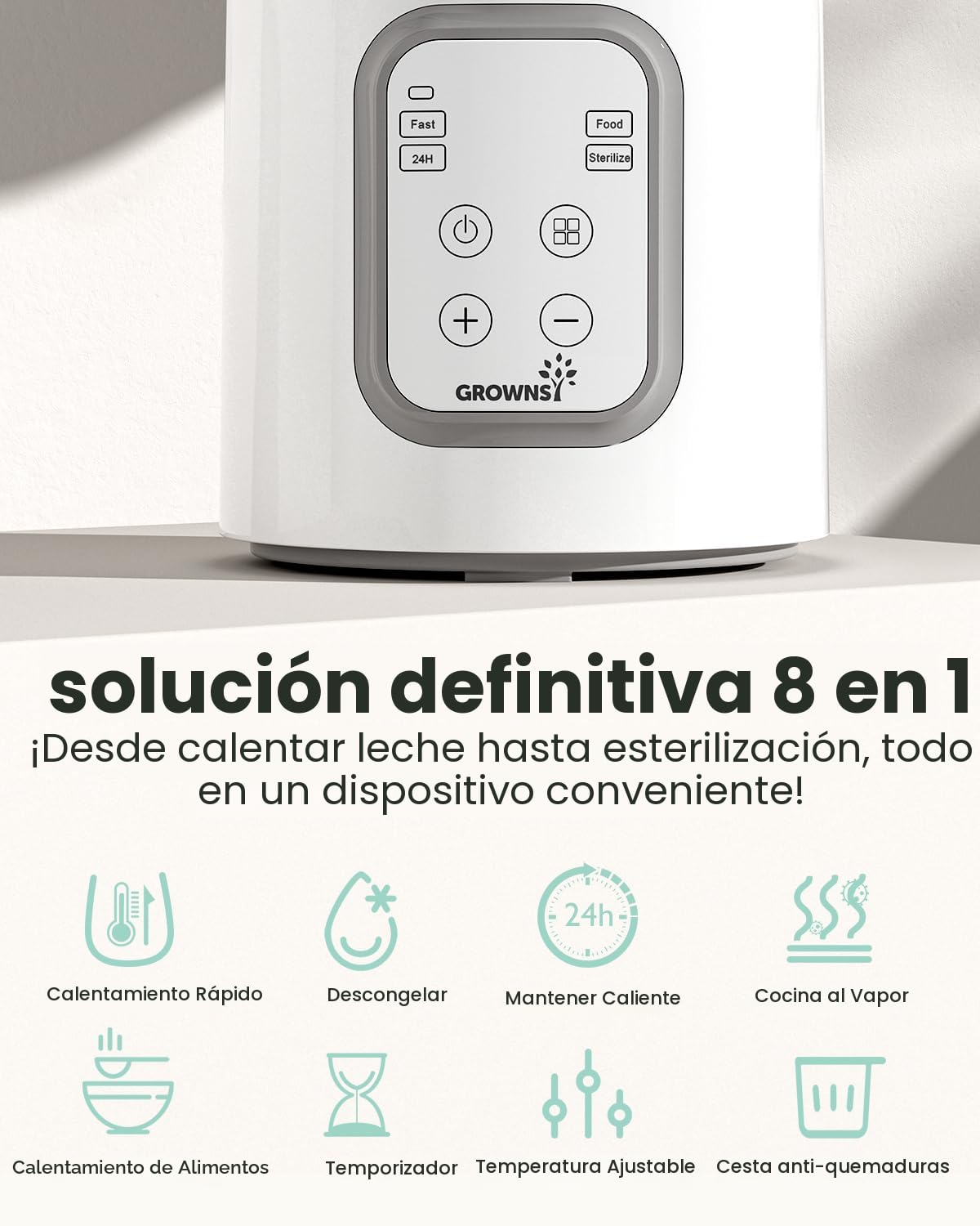 Calentador de biberones, calentador de biberones rápido 5 en 1 y esterilizador con temporizador, para alimentos de bebés y descongelar el calentador sin BPA, con pantalla LCD, control preciso de temperatura para leche materna y fórmula
