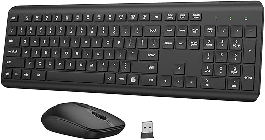 Combo Teclado y Mouse Inalámbrico Ergonómico – Silencioso, 2.4 GHz, Batería de Larga Duración
