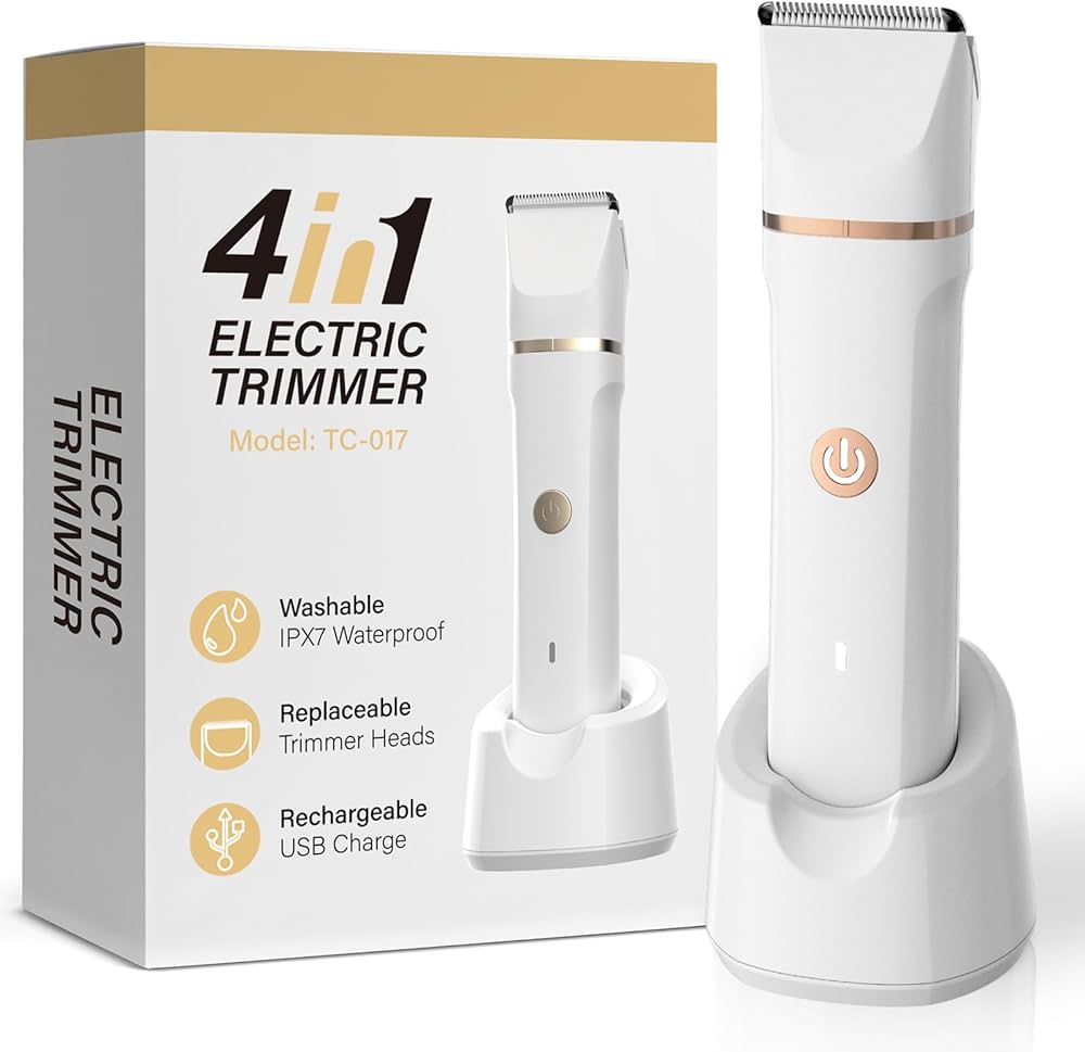 Depiladora Eléctrica 4 en 1 para Mujer — Afeitadora Indolora Facial, Corporal y Bikini IPX7 Resistente al Agua
