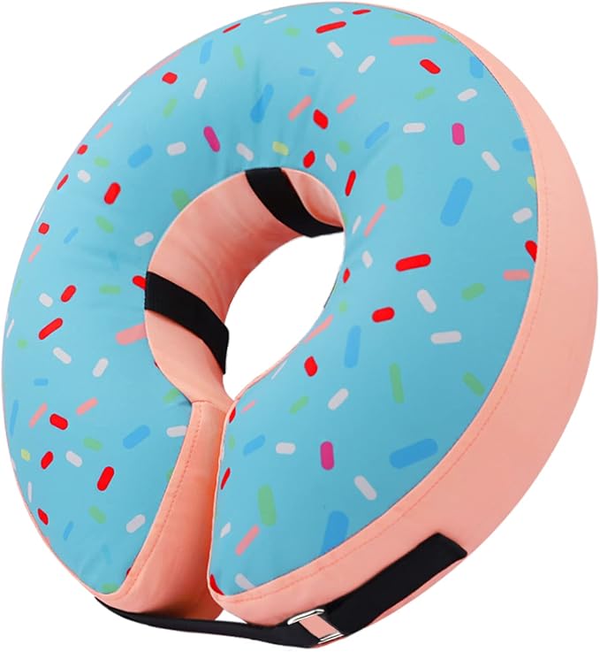 Collar de dona para perro, alternativa a los conos tradicionales o suaves para perros, cono inflable poscirugía para perros pequeños (rosa)
