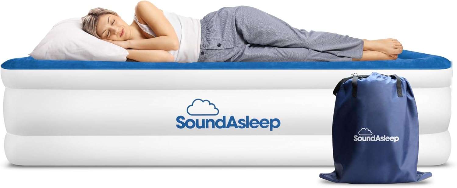 Colchón de Aire SoundAsleep Dream Series Twin – Tecnología ComfortCoil, Bomba Integrada, 188x102x48cm