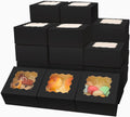Bakepacker 100 cajas negras para panadería con ventana, 6x6x3 pulgadas, gruesas y resistentes, para macarons, pasteles y galletas.
