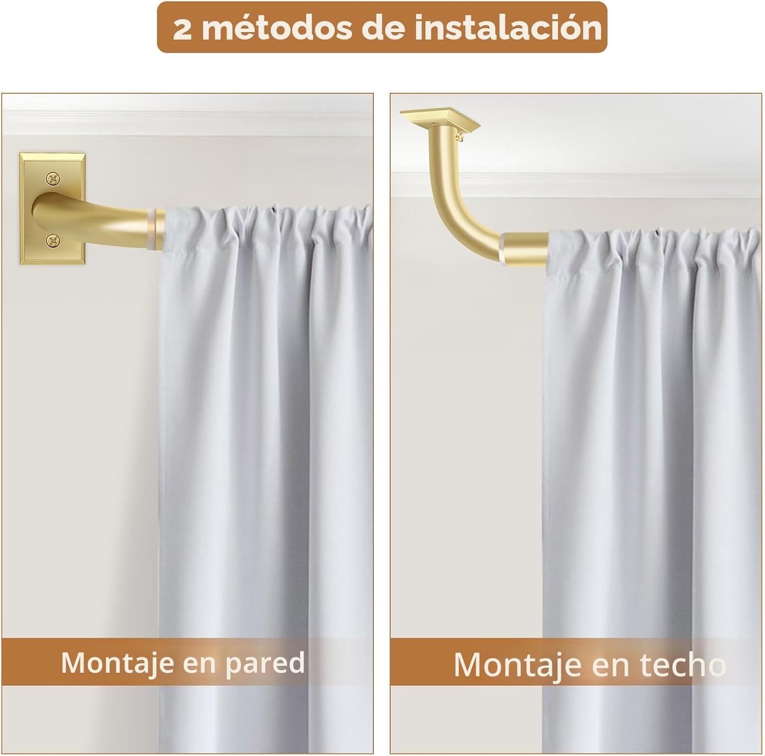 ZYRW Barra de cortina dorada, cortinero para oscurecer la habitación para ventanas de 28 a 48 pulgadas (2.3 a 4 pies), barras de cortina envolventes, cortinas opacas resistentes, barra decorativa