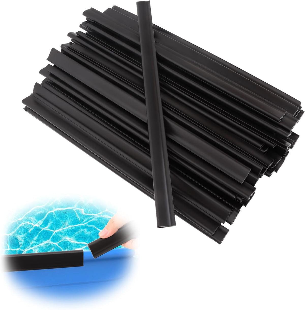 Tiras de remate Niuyhe para revestimientos de piscinas elevadas superpuestas, kit de parches de repuesto para clips de revestimiento de piscinas de plástico redondas de 24 pies