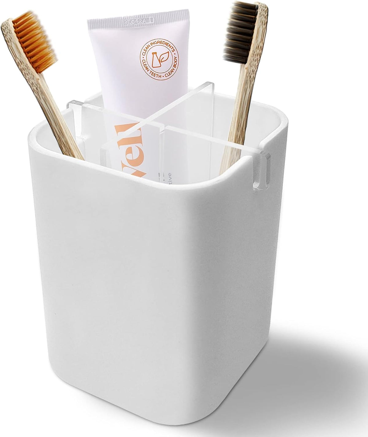 Portacepillos de Baño Acrílico Transparente — 4 Ranuras Desmontable para Cepillo Eléctrico y Pasta Dental, Encimera y Tocador