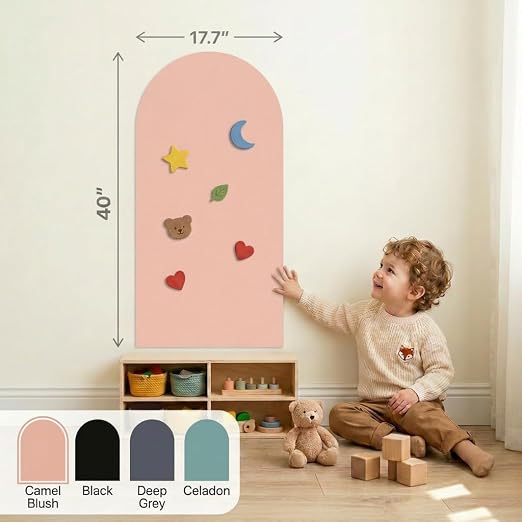 Pizarra Magnética Arco HeatPomelo 40"x18" — Sticker de Pared Mate con Acabado Pizarrón, Color Camel Blush para Sala, Aula y Cuarto de Juegos