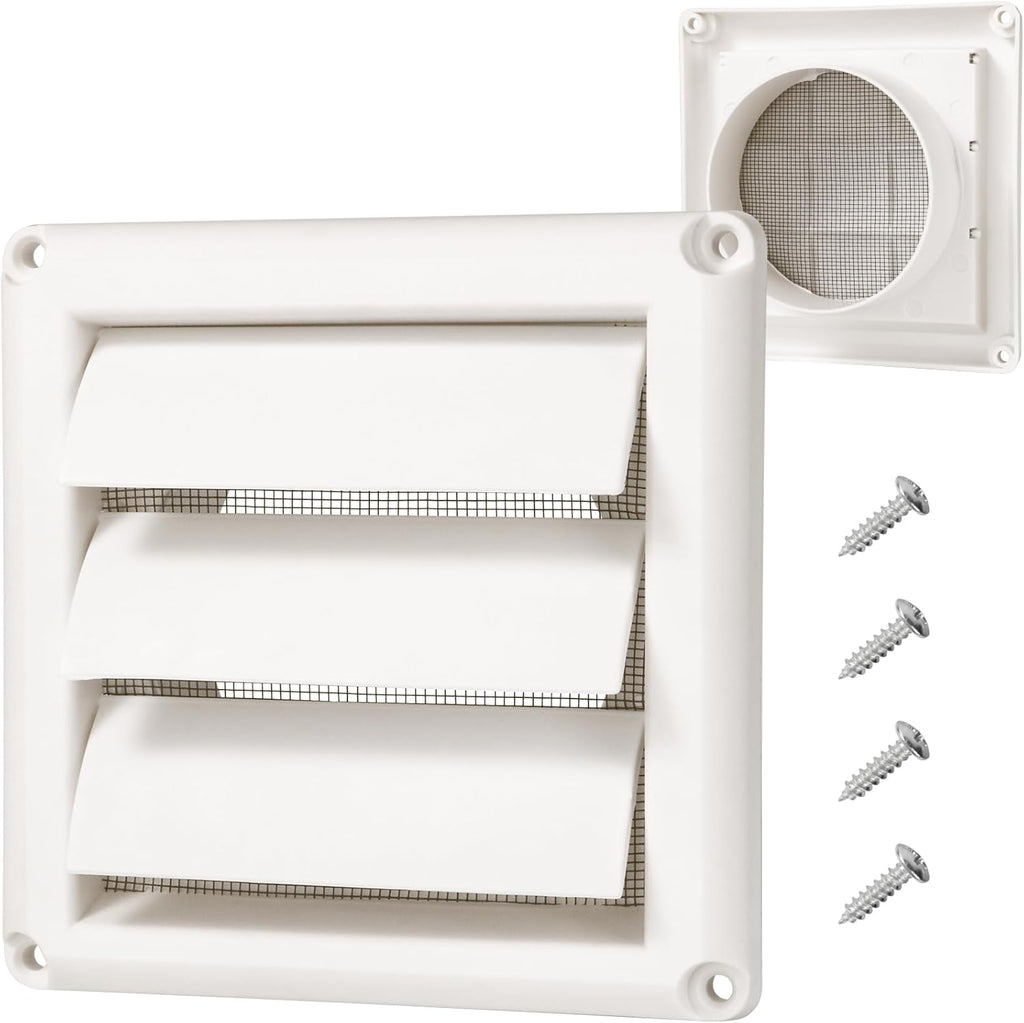HOXHA Cubierta de Ventilación para Secadora 4" con Malla y Protección UV – Blanca