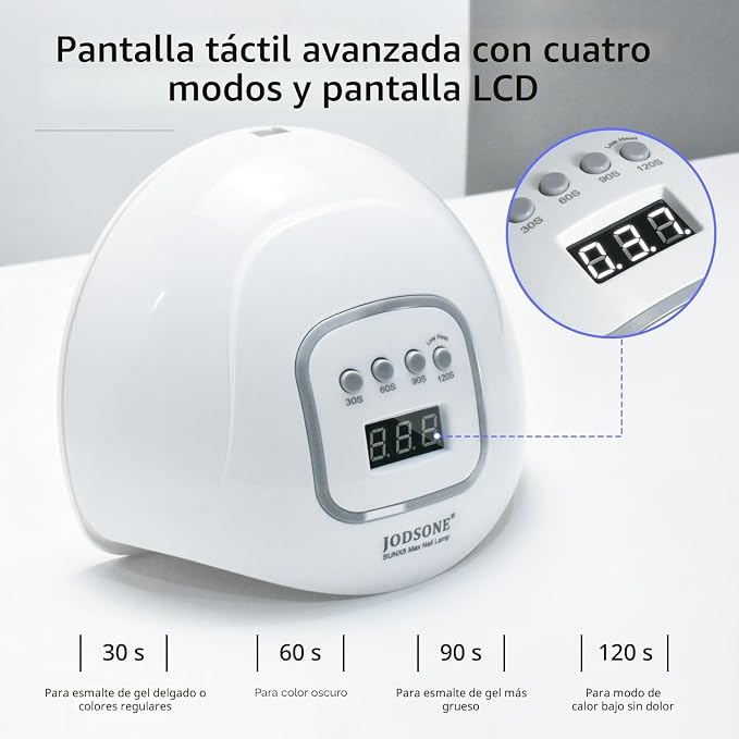 Lámpara UV LED para Uñas JODSONE – Secador de Gel con Sensor Automático y 4 Temporizadores