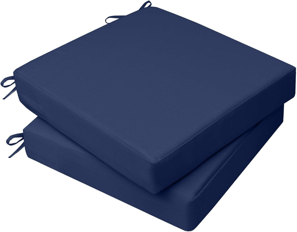 Cojines para Silla de Exterior AAAAAcessories | 2 Piezas Impermeables y Resistentes a la Decoloración | 20x20x3 pulgadas | Azul Marino