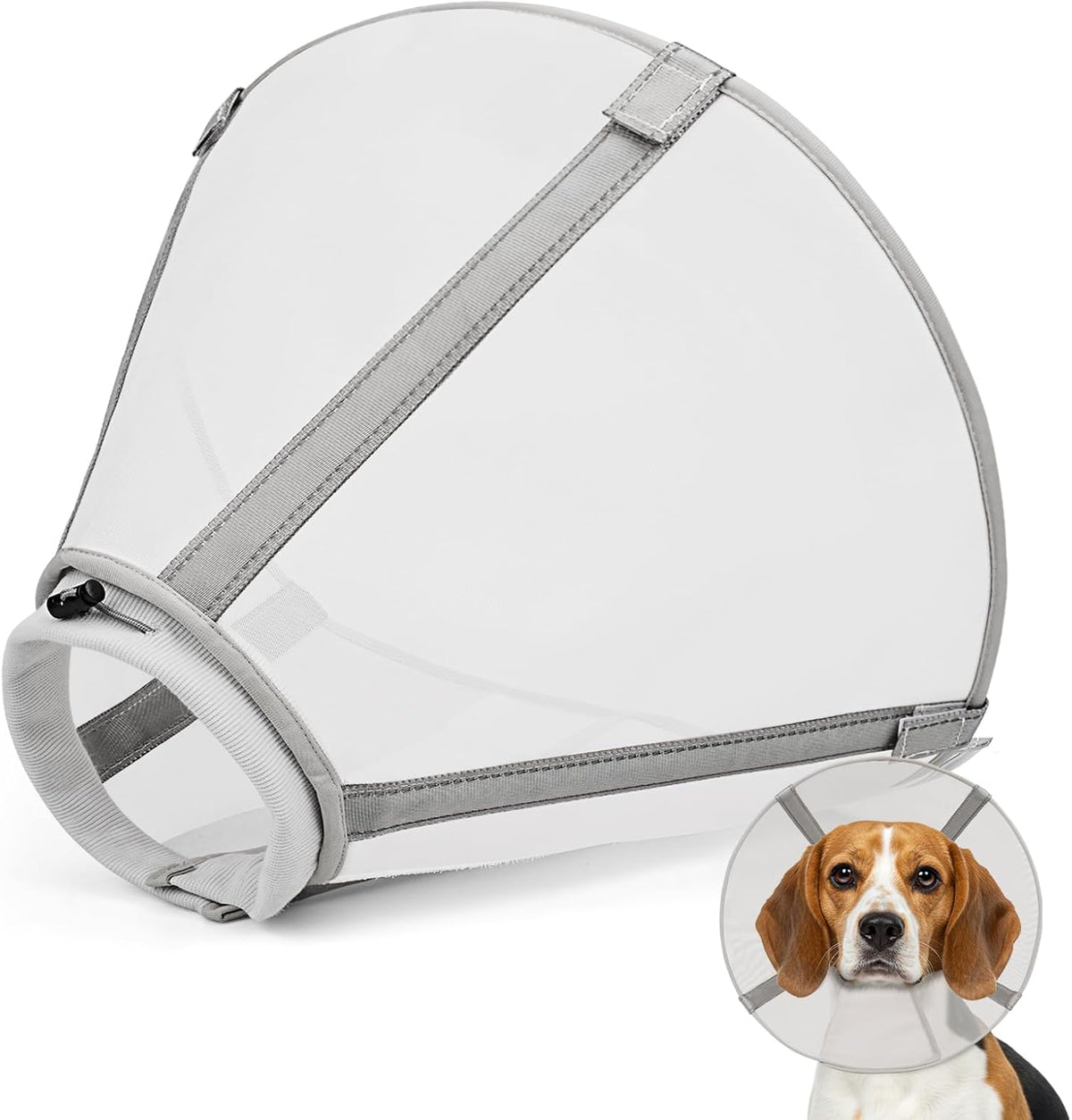 Collar Isabelino de Malla Transpirable para Perro | Cono Suave para Cirugia y Recuperacion | Evita el Lamido para Razas Grandes, Medianas y Pequenas | Gris Claro