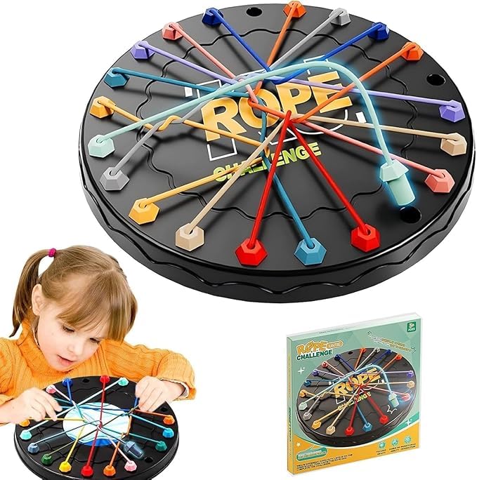 Juego de mesa Desafío de Cuerdas, Rompecabezas Interactivo con 10 Cuerdas Elásticas, Juego Familiar, Juego Familiar para Estimular la Inteligencia para Niños de 3 AÑOS en adelante