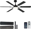 Ventilador de Techo 60" con Luz | Grande Moderno Negro con Control Remoto | 6 Aspas de Doble Cara | Motor Reversible de 6 Velocidades | LED Dimeable | Silencioso